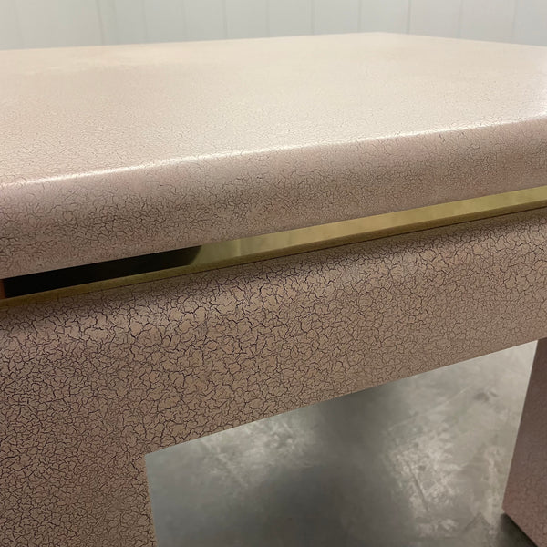 Pink Square Accent Table with Gold Trim