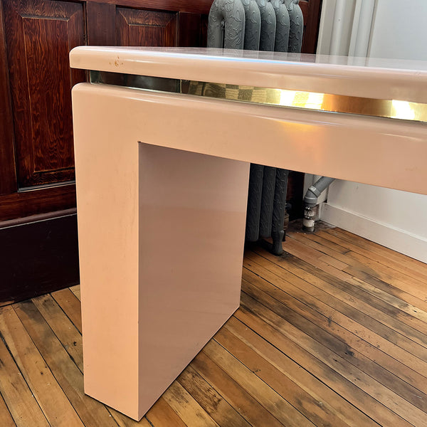 Pink Console Table with Gold Accents