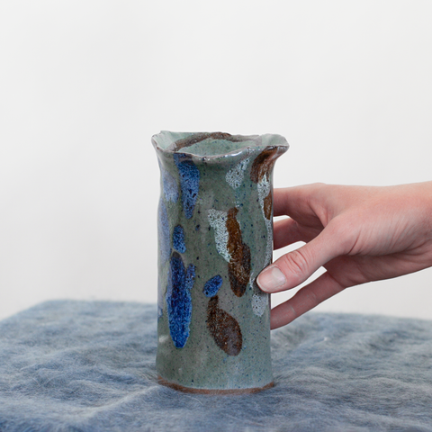 Slab Built Blue Ceramic Vase