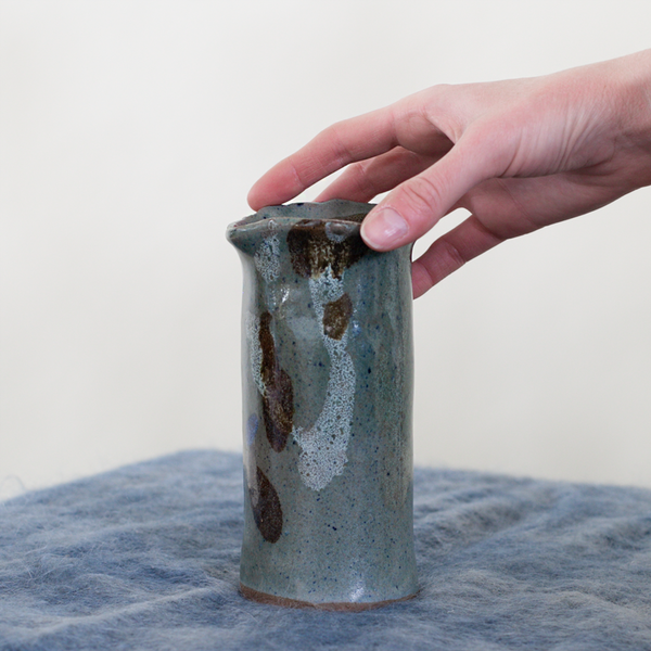 Slab Built Blue Ceramic Vase