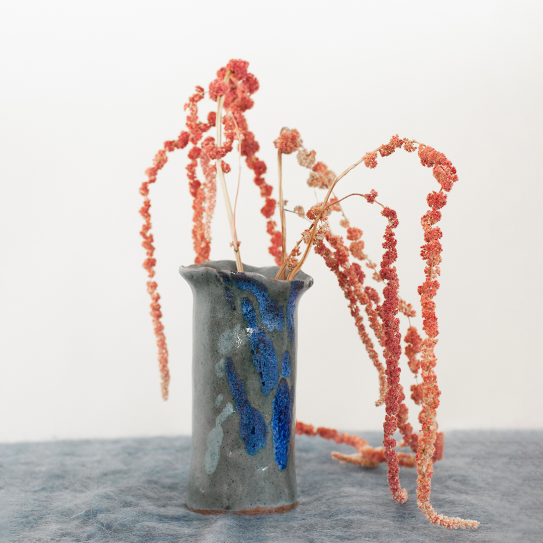 Slab Built Blue Ceramic Vase
