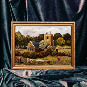 Church and Field Oil Painting